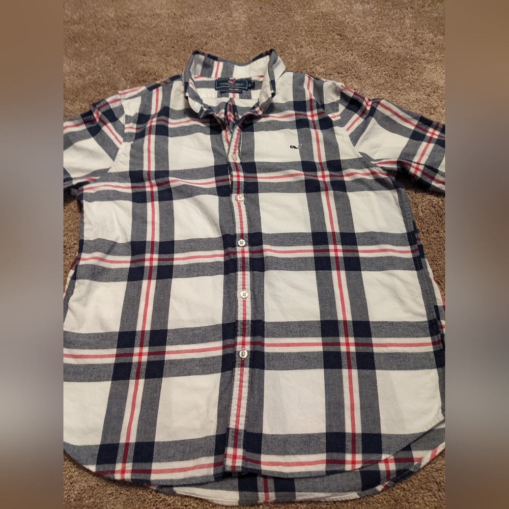 Men's Vineyard Vines Slim Fit Whale Flannel Shirt Size Large